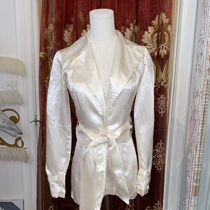 Vintage Off White Satin Blazer